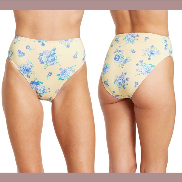 NWT WEWOREWHAT [‎ Small ] High Rise Swim Bottoms in Double Cream Yellow - Picture 1 of 12